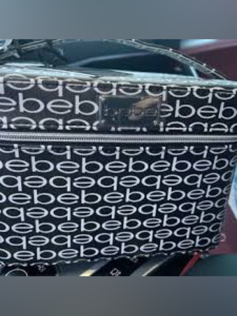 bebe Black & White Logo Cosmetic Travel Case with Assorted Pink Toiletries